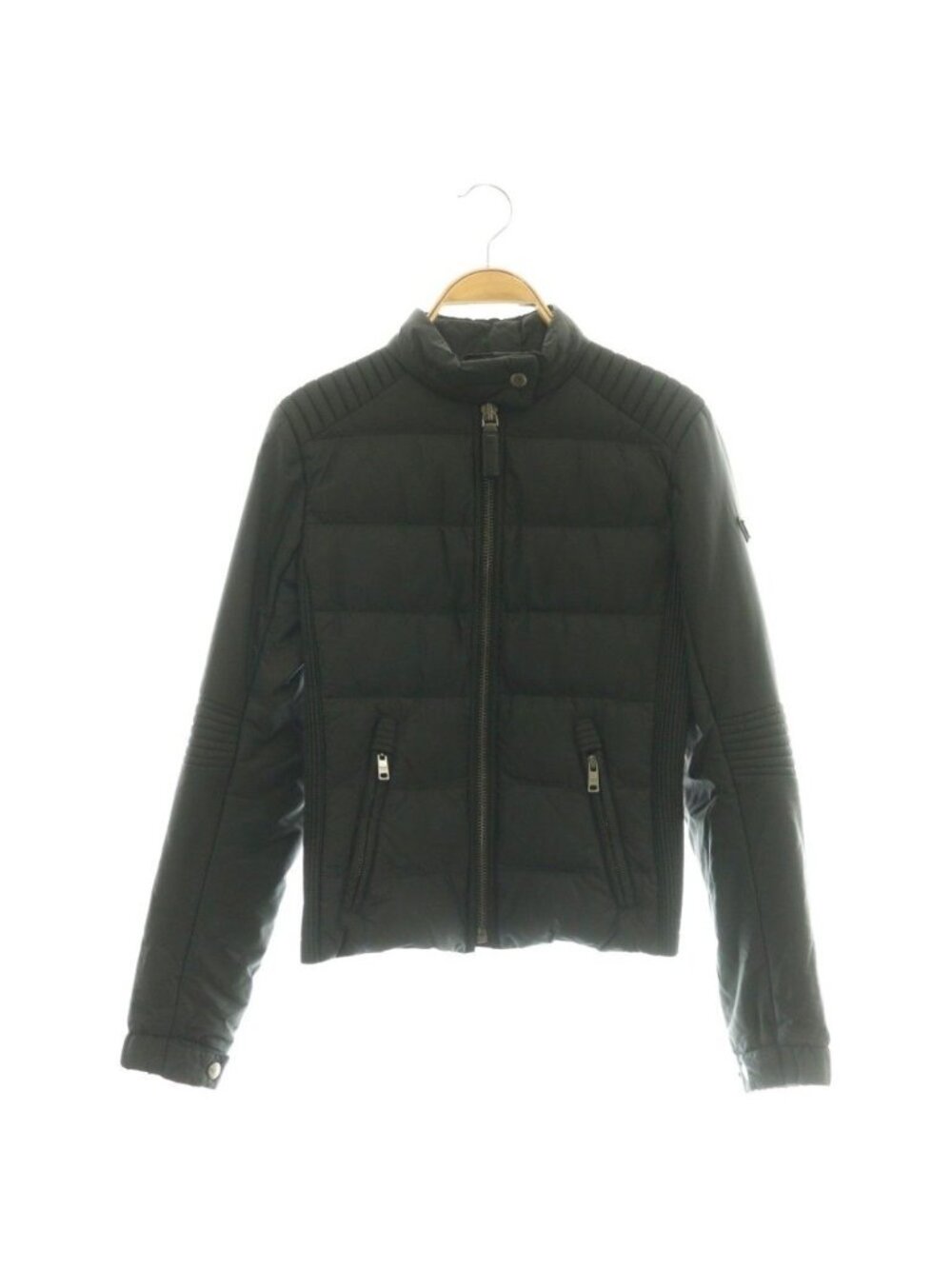 Prada Triangle Plate Down Jacket Zip Up Black 38
